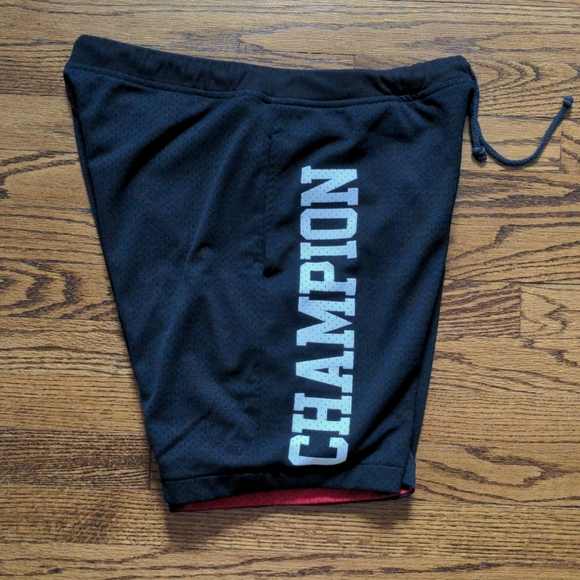 Champion Mesh Reversible Shorts Black Red Men's Large - Picture 3 of 9